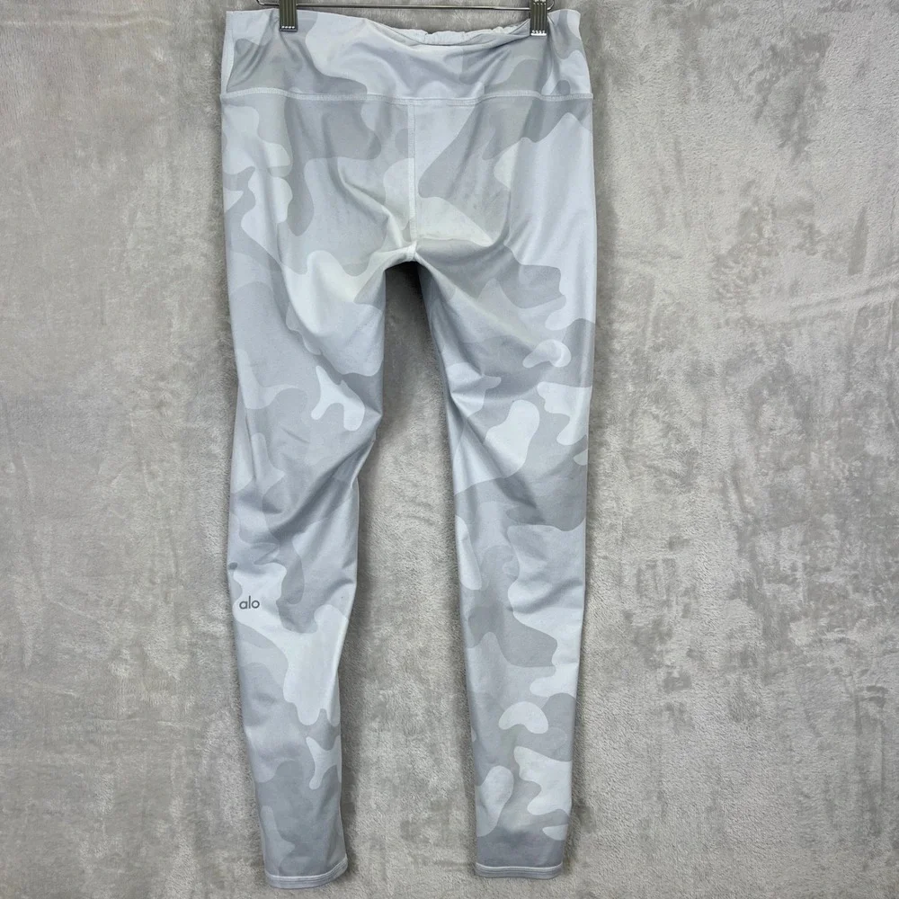Alo Yoga Womens Camo High Waist Airbrush Leggings Grey White Size L Active *Read